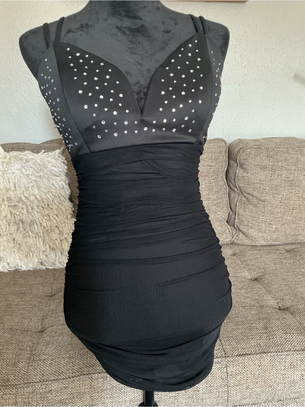 Mypheme Black Studded Bodycon Dress